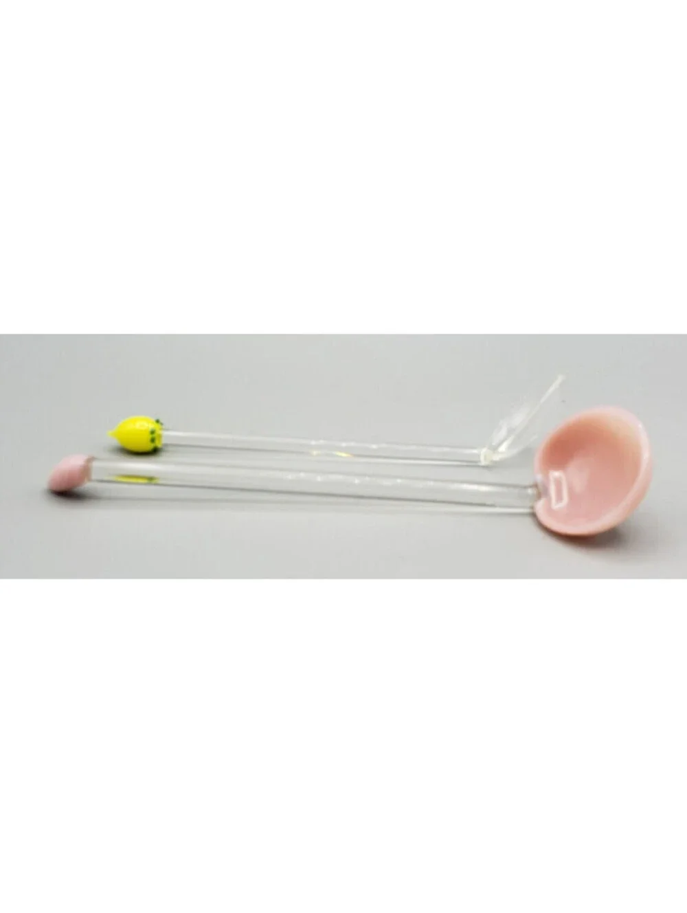 Art Glass Condiment Spoons Servers Stirrers Mayonnaise QTY 2 Honey Jam Pink Slag